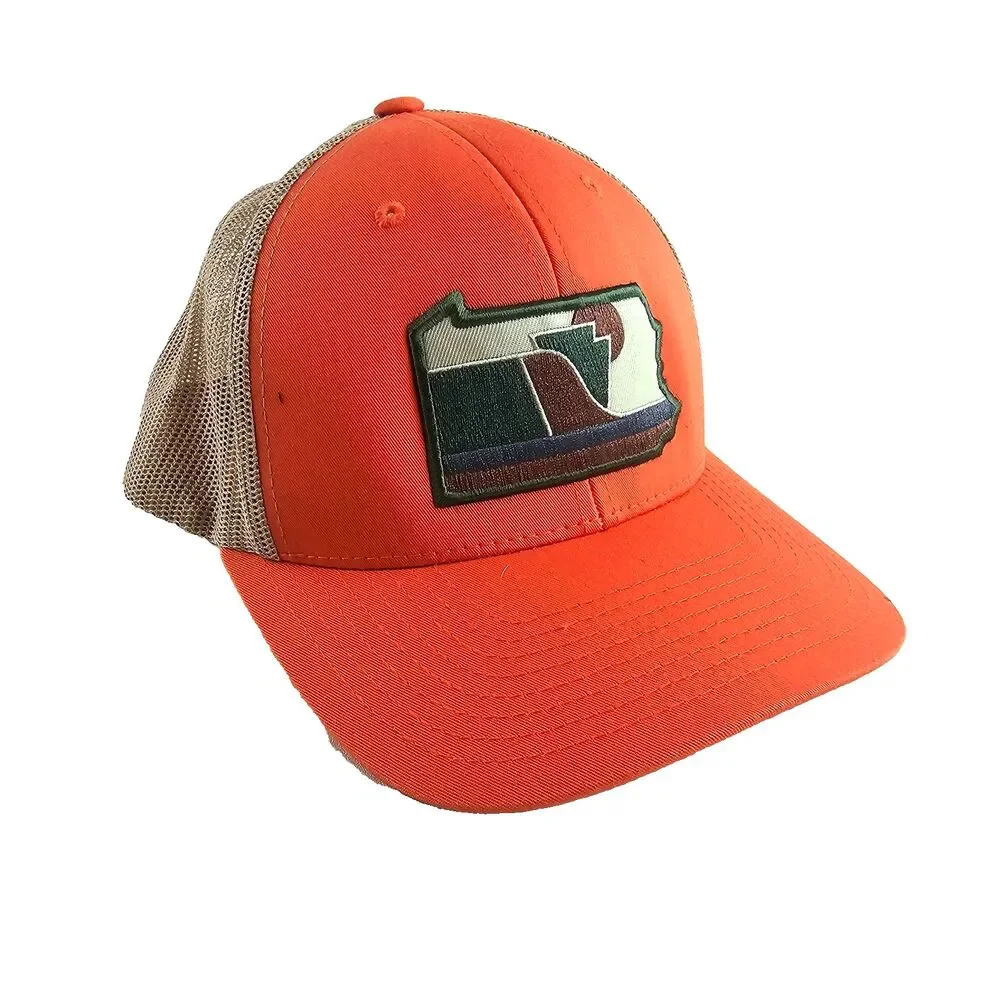 Pennsylvania State Patch Orange Mesh Snapback Trucker Hat Yupoong The Classics